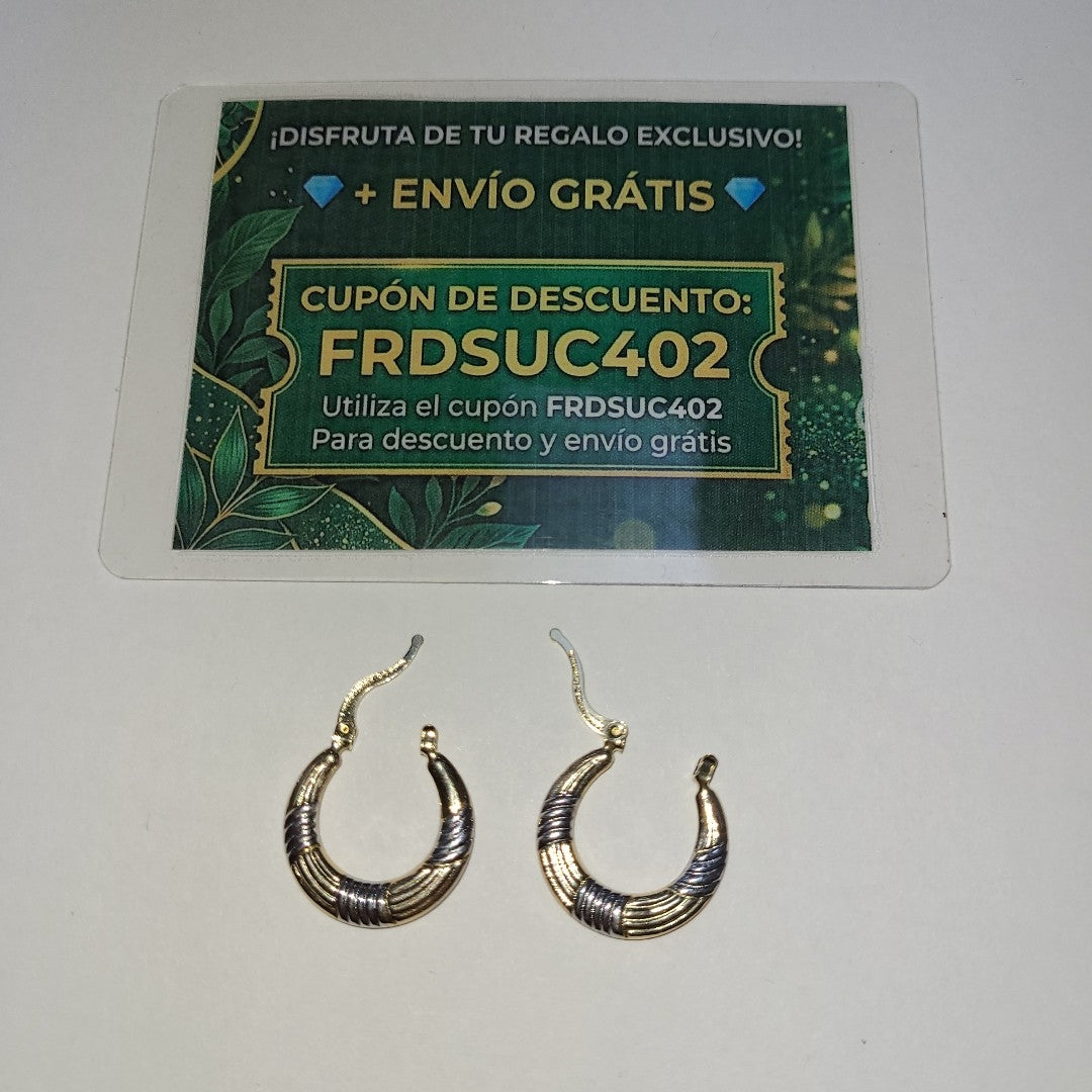 ARETES TEJIDO ARRACADAS COMBINADAS HUECAS 14K 1.9 GR (NUEVO)