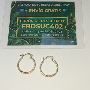 ARETES TEJIDO ARRACADAS TZL COMBINADAS 14K 1.8 GR (NUEVO)