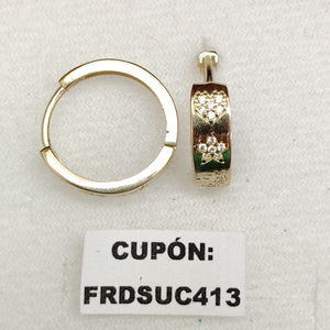 ARETES TEJIDO HUGGIES CON CIRCONIAS 14K 2.9 GR (NUEVO)