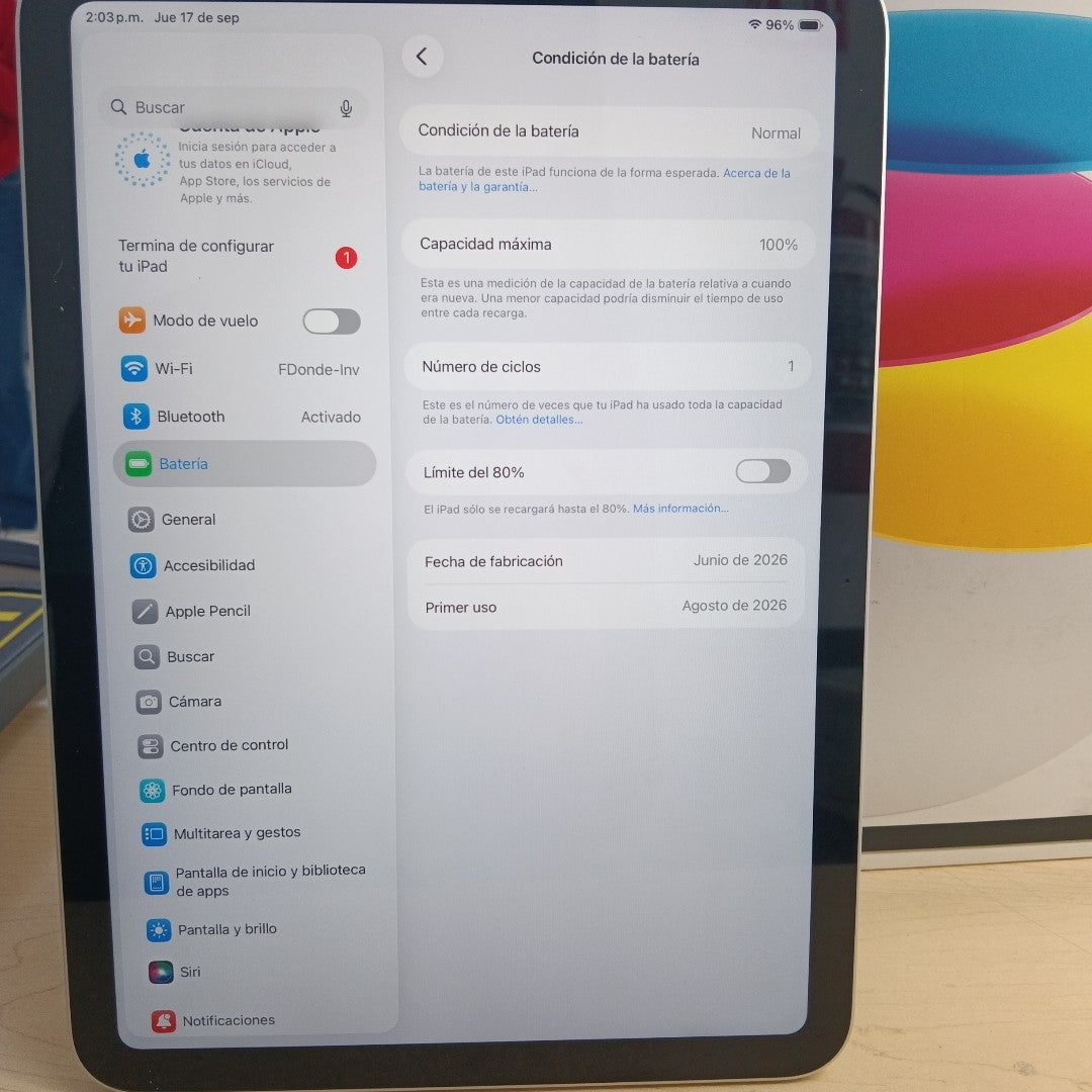 TABLETA APPLE IPAD A16 A3354 (2025) 128 GB 6 GB RAM (SEMINUEVO)