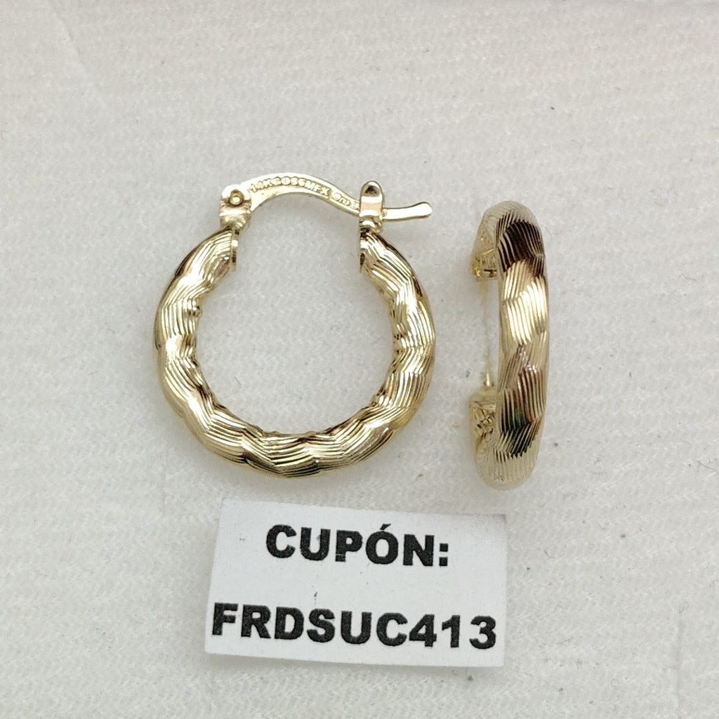 ARETES TEJIDO ARRACADAS ASTRIADAS 14K 1.9 GR (NUEVO)