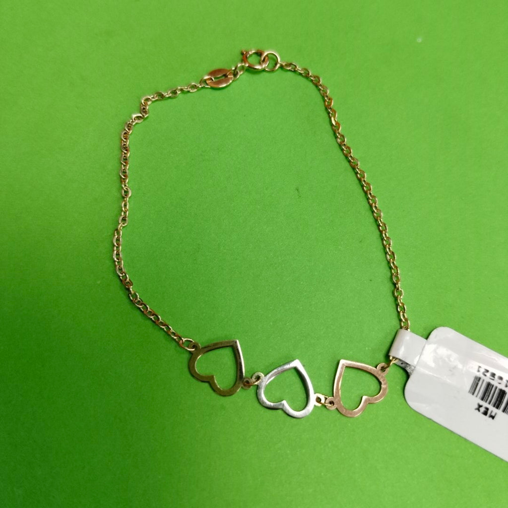 PULSERA ESPECIAL CON CORAZONES 14K 18 CM 1.4 GR (NUEVO)