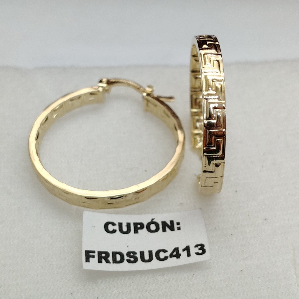 ARETES TEJIDO ARRACADA CON GRECAS 14K 2.7 GR (NUEVO)