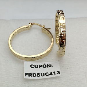 ARETES TEJIDO ARRACADA CON GRECAS 14K 2.7 GR (NUEVO)