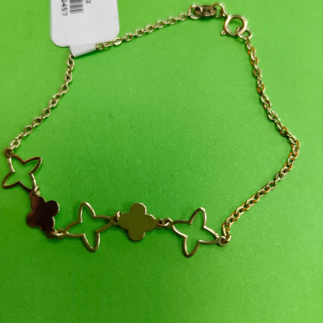 PULSERA TEJIDO ESP CON TREBOL 14K 18 CM 1.6 GR (NUEVO)