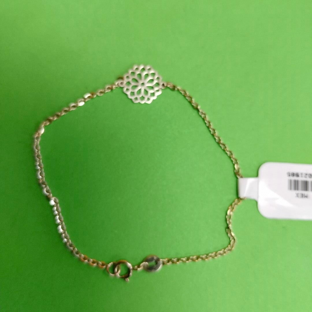 PULSERA TEJIDO ESPECIAL CON MANDALA 14K 18 CM 1.4 GR (NUEVO)