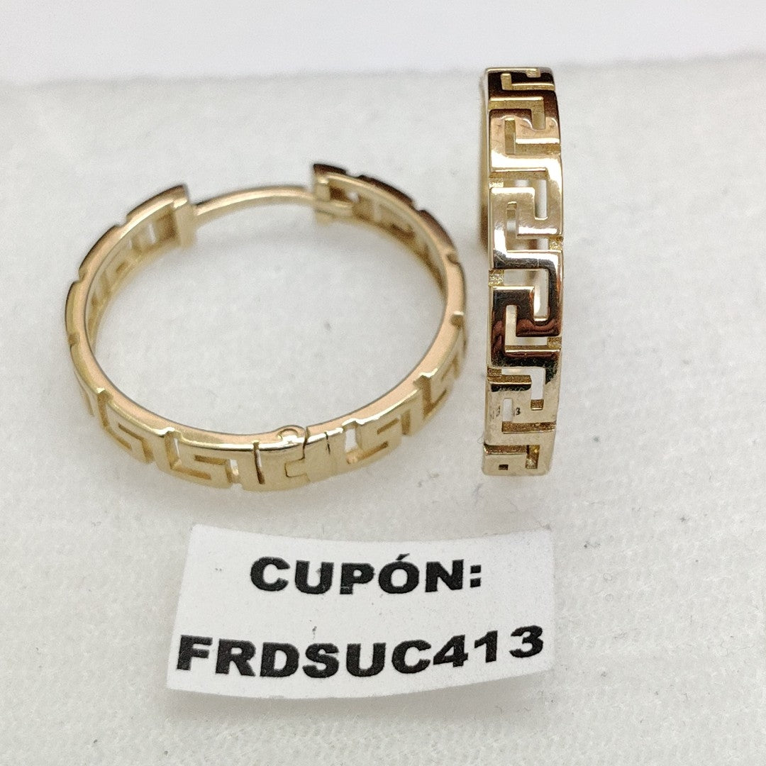 ARETES ARRACADA C GRECAS 14K 4.9 GR (NUEVO)