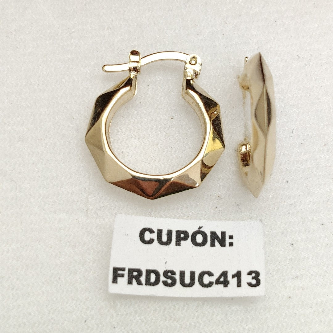 ARETES TEJIDO ARRACADAS FACETADAS 14K 1.8 GR (NUEVO)