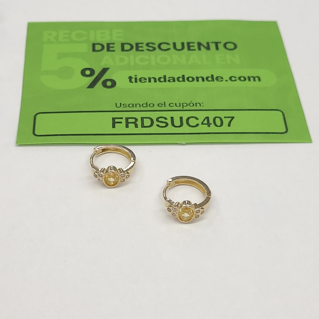 ARETES ARRACADAS CON CIRCONIAS Y PDRAS COL 14K 3.3 GR (NUEVO)