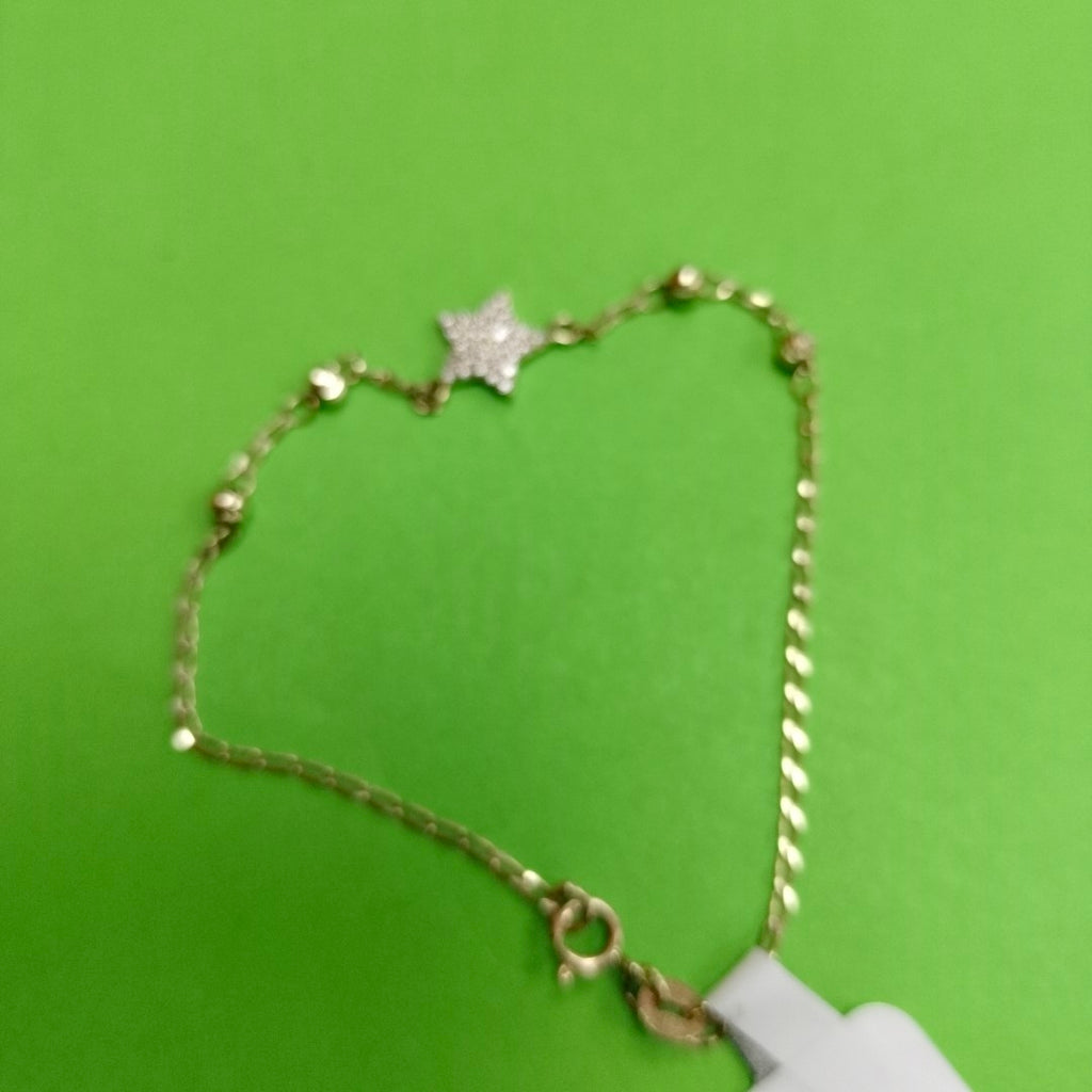 PULSERA ESPECIAL CON ESTRELLA Y CIRCONIAS 14K 18 CM 1.5 GR (NUEVO)