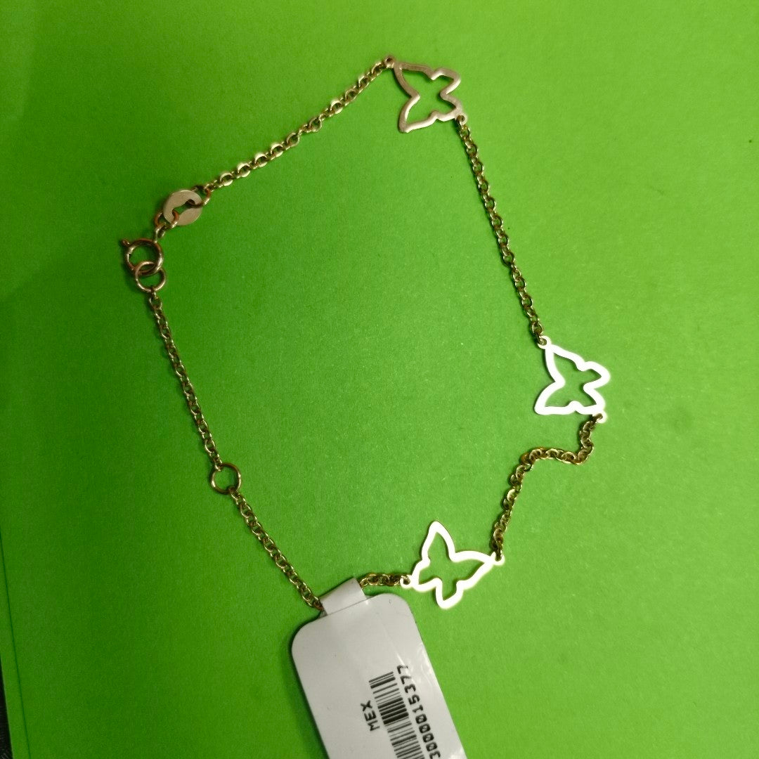 PULSERA ESPECIAL C MARIPOSAS 14K 18 CM 1.7 GR (NUEVO)