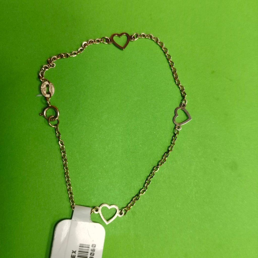 PULSERA ESPECIAL CON CORAZONES 14K 18 CM 1.2 GR (NUEVO)