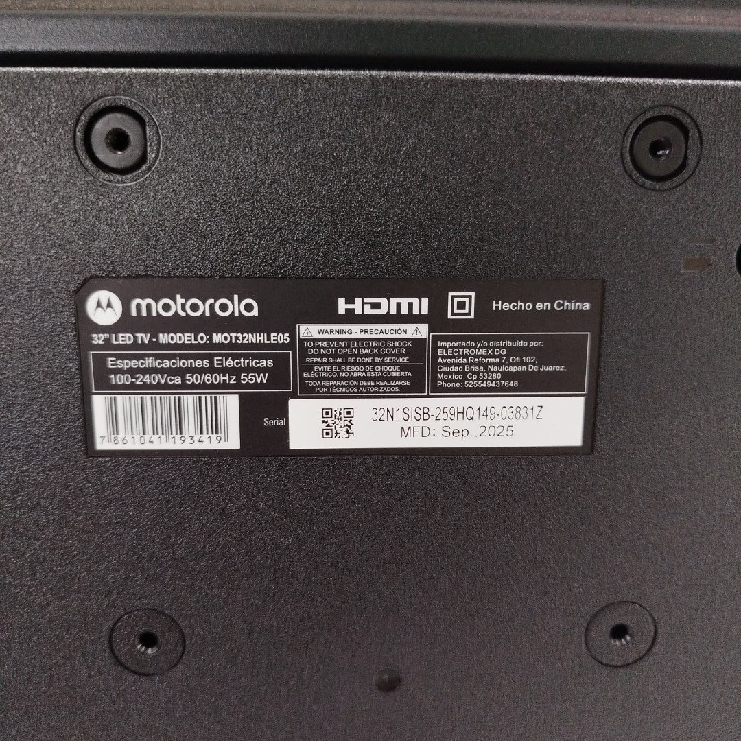 PANTALLA MOTOROLA MOT32NHLE05 (2025) 32" LED HD (SEMINUEVO)