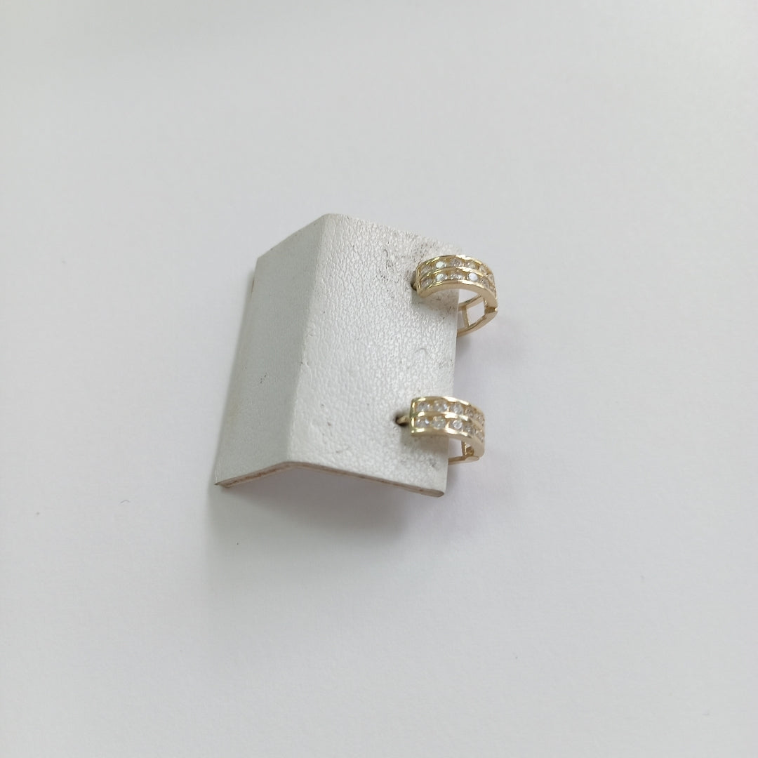ARETES HUGGIES C CIRCONIAS 14K 1.7 GR (NUEVO)