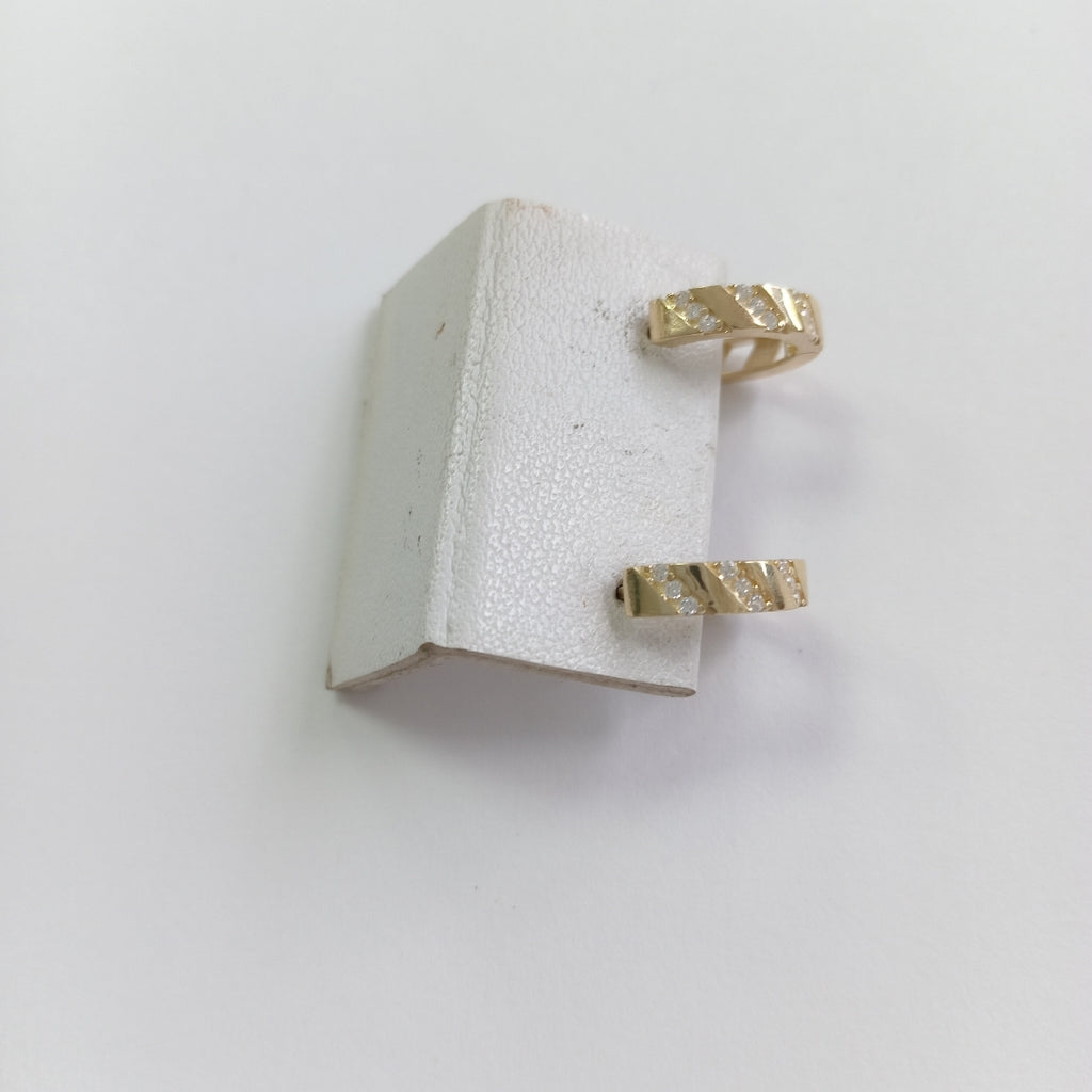 ARETES HUGGIES CON CIRCONIAS 14K 2.3 GR (NUEVO)