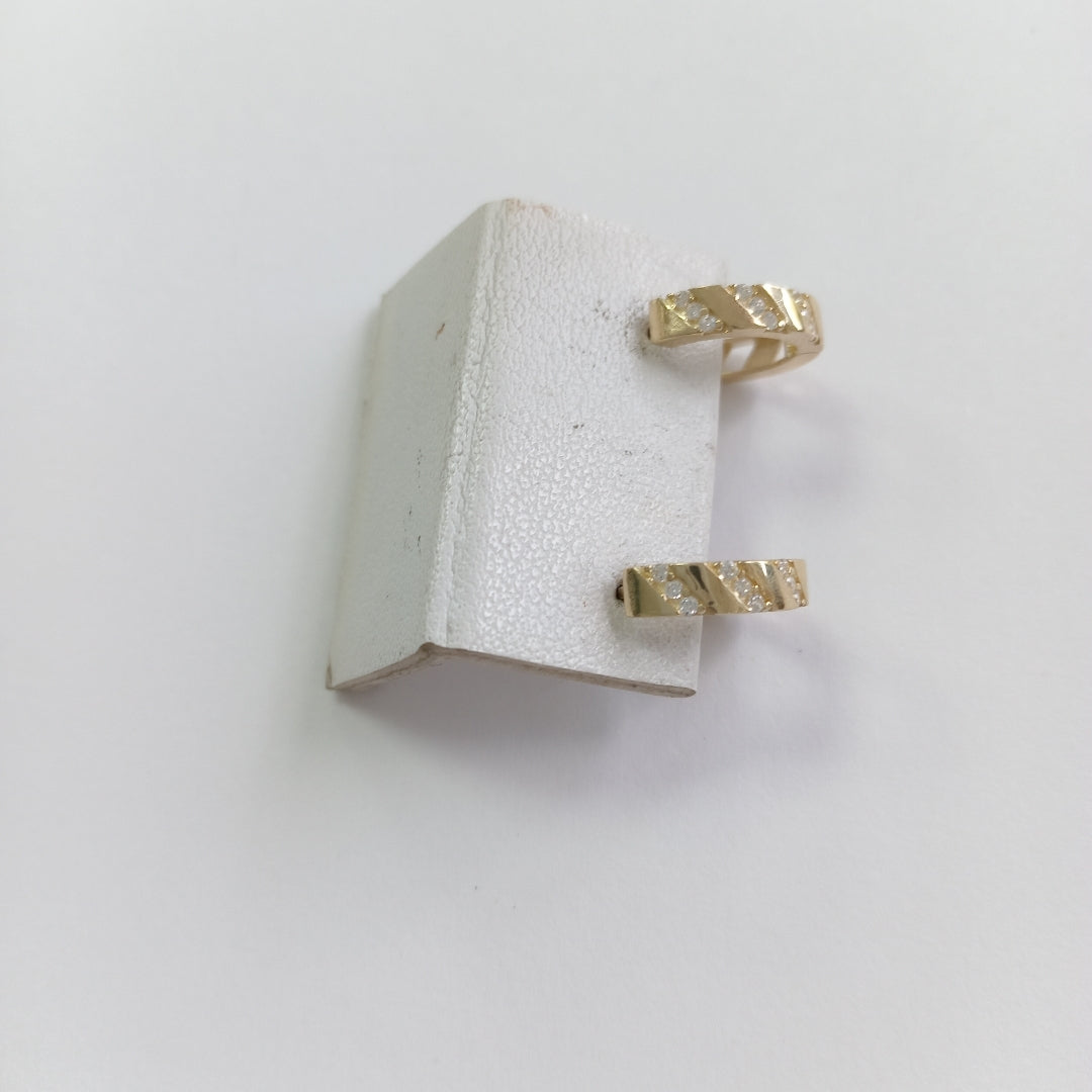 ARETES HUGGIES CON CIRCONIAS 14K 2.3 GR (NUEVO)