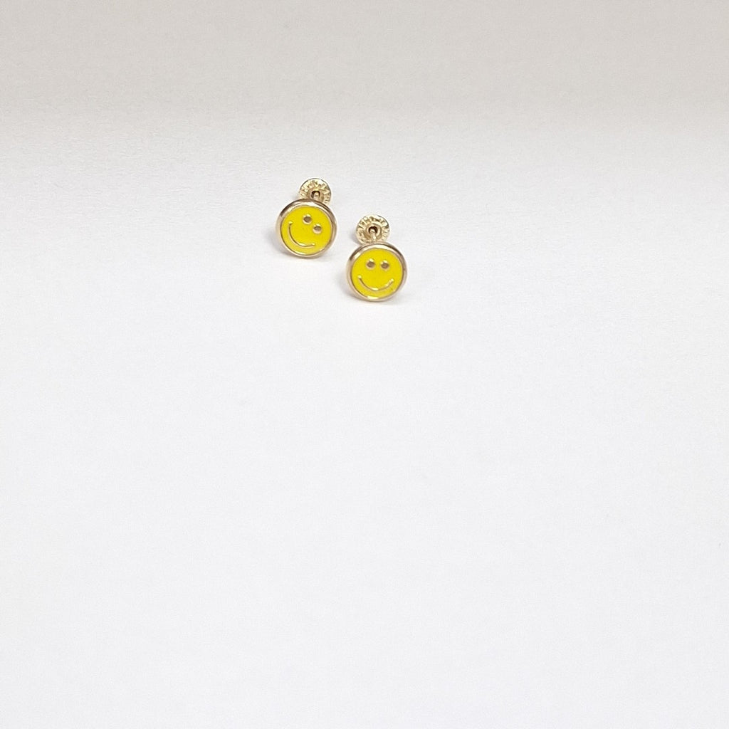 BROQUELES BROQUEL FIG SONRISA ESMALTE AMARILLO 14K 0.2074 GR (NUEVO)