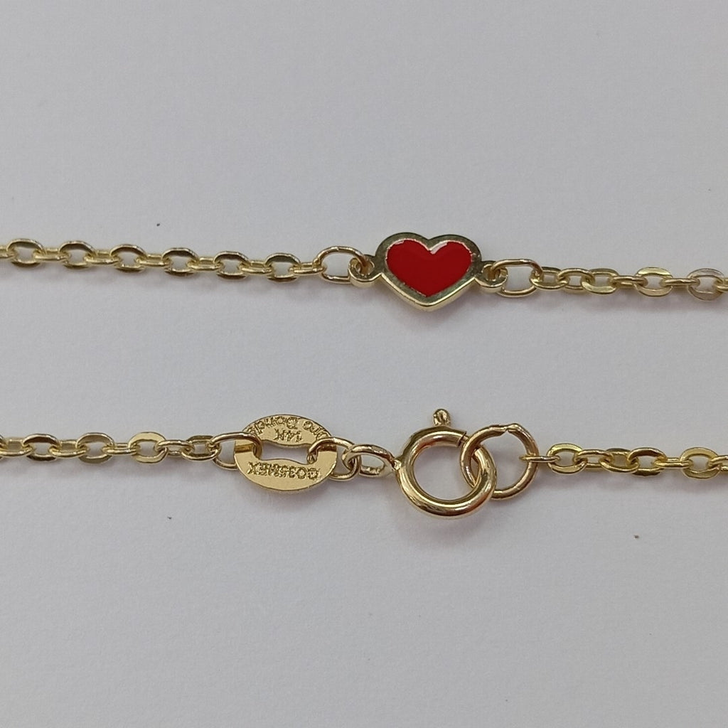 PULSERA ESPECIAL CON CORAZONES 14K 18 CM 1.4 GR (NUEVO)
