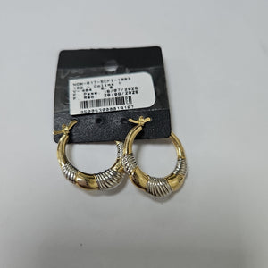 ARETES ARRACADAS HUECAS COMBINADAS 14K 2.5 GR (NUEVO)