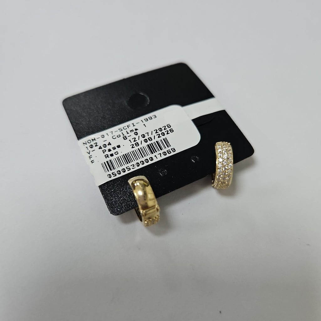 ARETES HUGGIE CON CIRCONIAS 14K 2.2 GR (NUEVO)