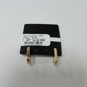 ARETES HUGGIES OVALADA C CIRCONIAS 14K 2.5 GR (NUEVO)