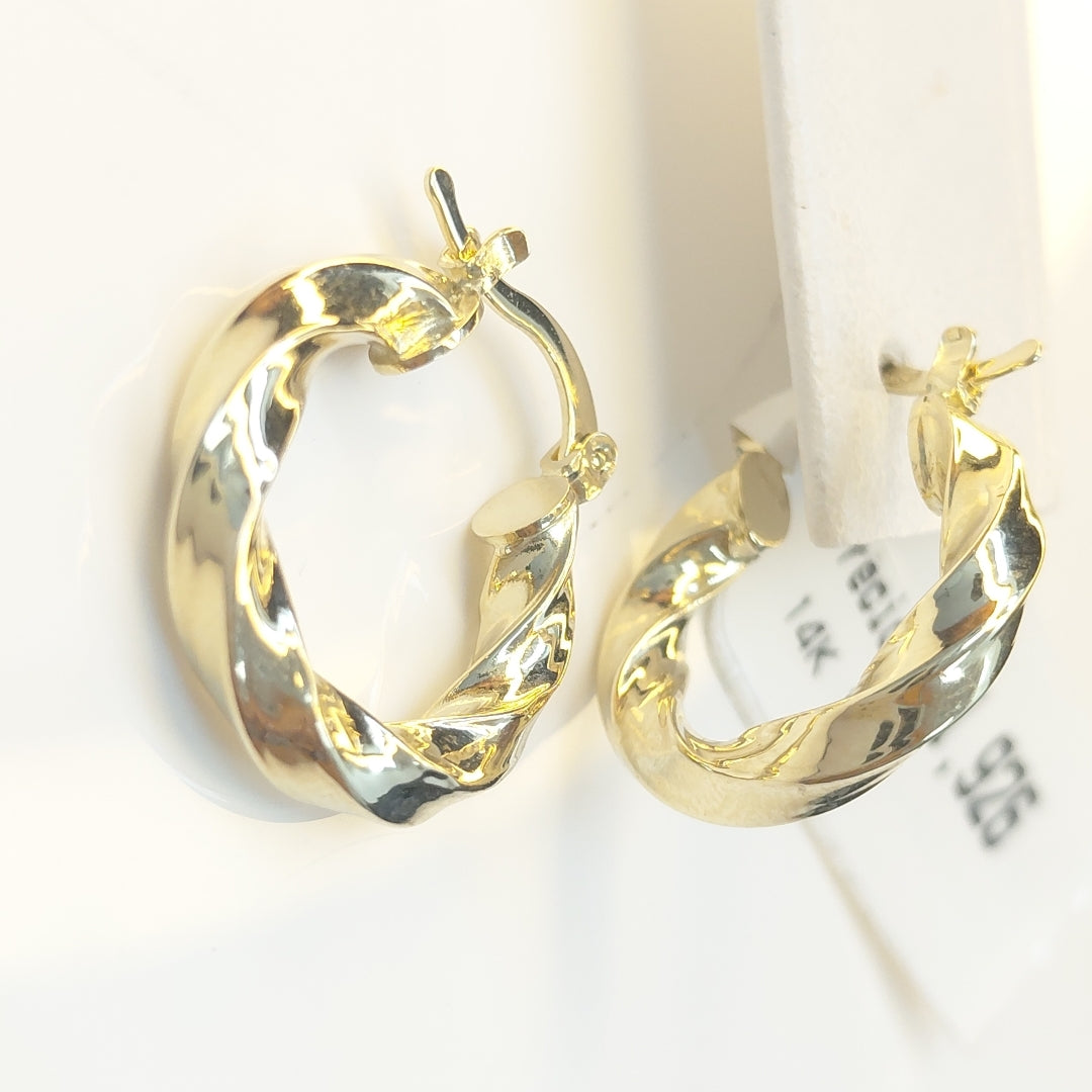ARETES ARRACADA TORZAL 14K 2 GR (NUEVO)