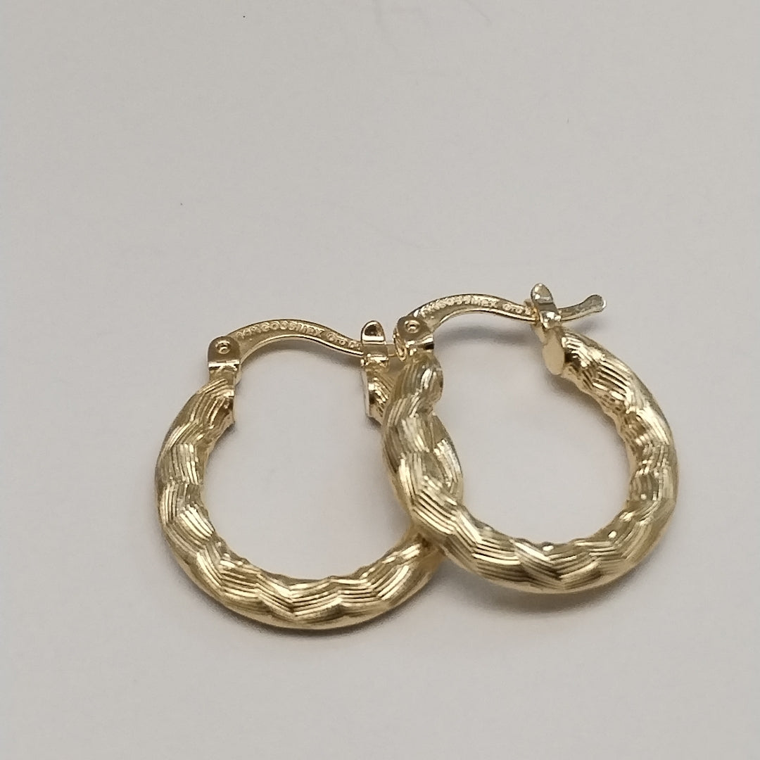 ARETES TEJIDO ARRACADAS ASTRIADAS 14K 1.9 GR (NUEVO)