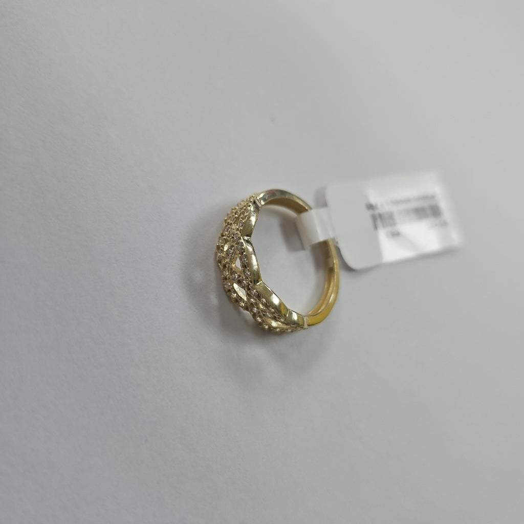 ANILLOS TRENZADO CON CIRCONIAS 14K TALLA 7 2.5 GR (NUEVO)
