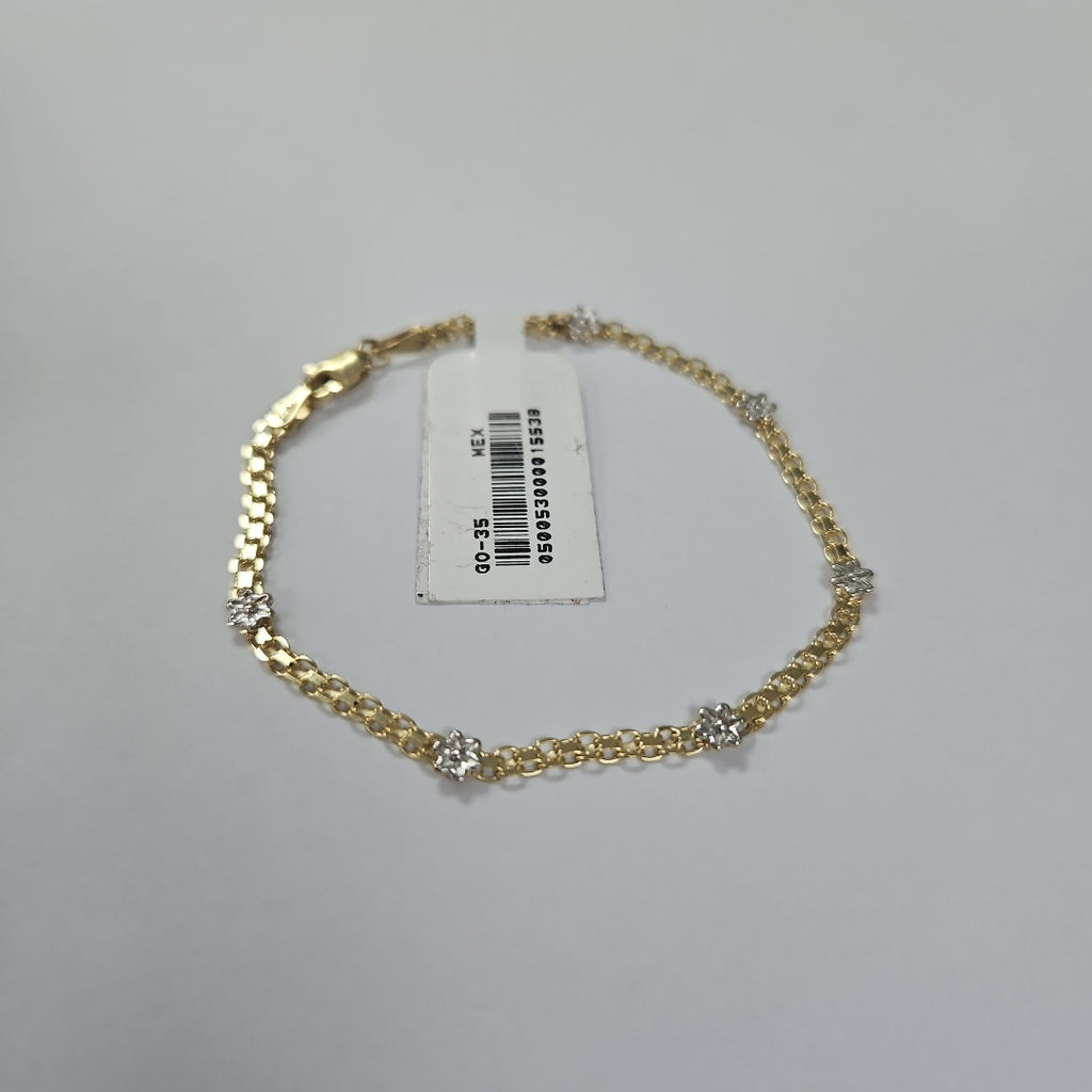 PULSERA ESPECIAL C FLORES 14K 18 CM 2.9 GR (NUEVO)