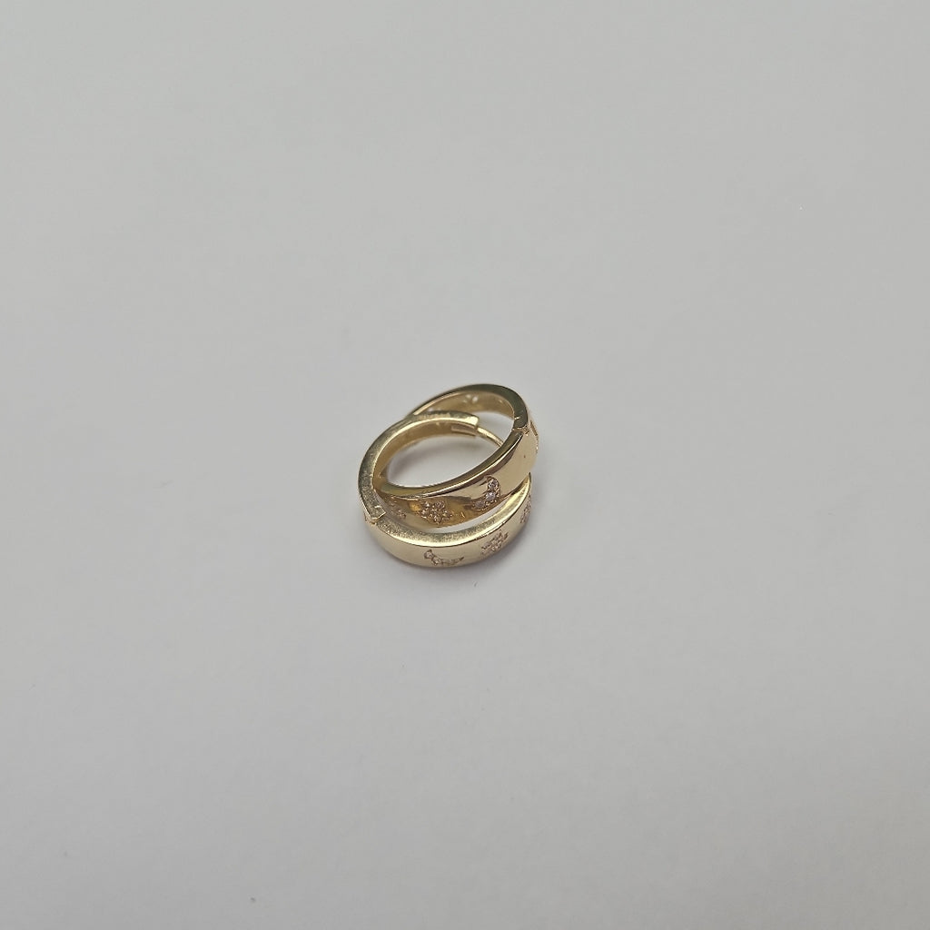ARETES TEJIDO HUGGIES CON CIRCONIAS 14K 2.9 GR (NUEVO)