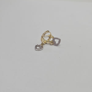 ARETES HUGGIES CON DIJE CORAZON Y CIRCONIAS 14K 2.2 GR (NUEVO)