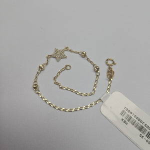 PULSERA ESPECIAL CON ESTRELLA Y CIRCONIAS 14K 18 CM 1.5 GR (NUEVO)