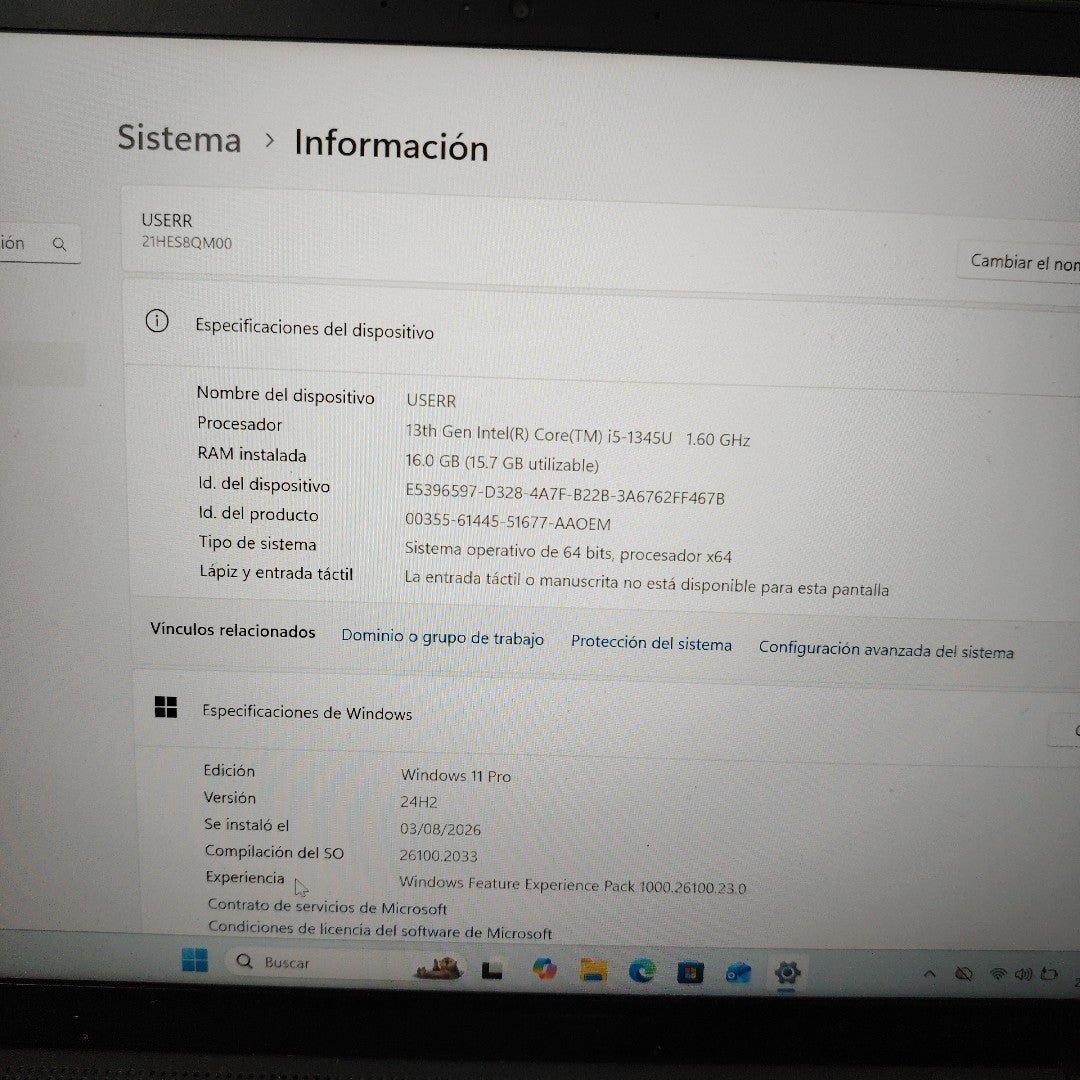 LAPTOP LENOVO THINKPAD T14 GEN 4 (2024) 512 GB SSD 16 GB RAM (SEMINUEVO)