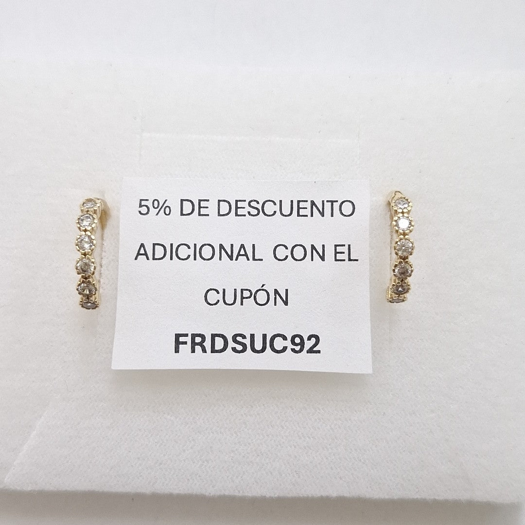 ARETES HUGGIES C CIRCONIAS 14K 2 GR (NUEVO)