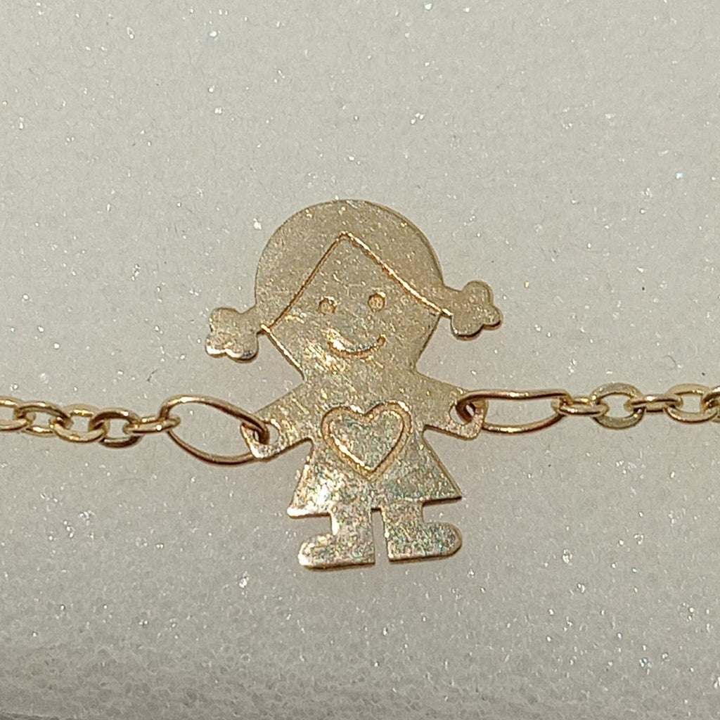 PULSERA ESP CON DIJE DE NIÑA 14K 18 CM 1.4 GR (NUEVO)