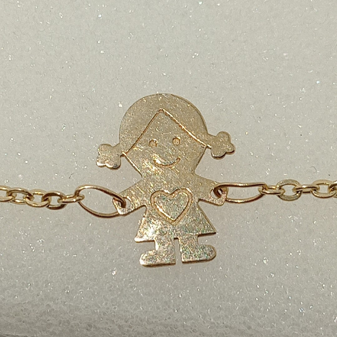 PULSERA ESP CON DIJE DE NIÑA 14K 18 CM 1.4 GR (NUEVO)