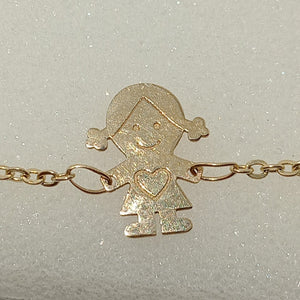 PULSERA ESP CON DIJE DE NIÑA 14K 18 CM 1.4 GR (NUEVO)