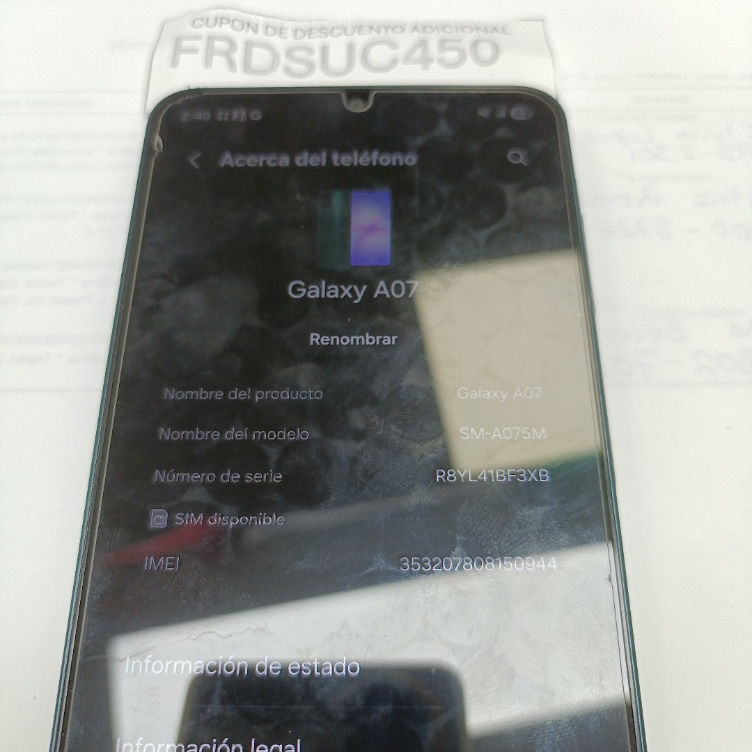 CELULAR SAMSUNG GALAXY A07 SM-A075M (2025) 128 GB 4 GB RAM (SEMINUEVO)