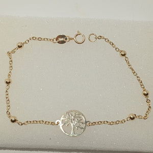 PULSERA TEJIDO ESPECIAL ARBOL 14K 18 CM 1.8 GR (NUEVO)