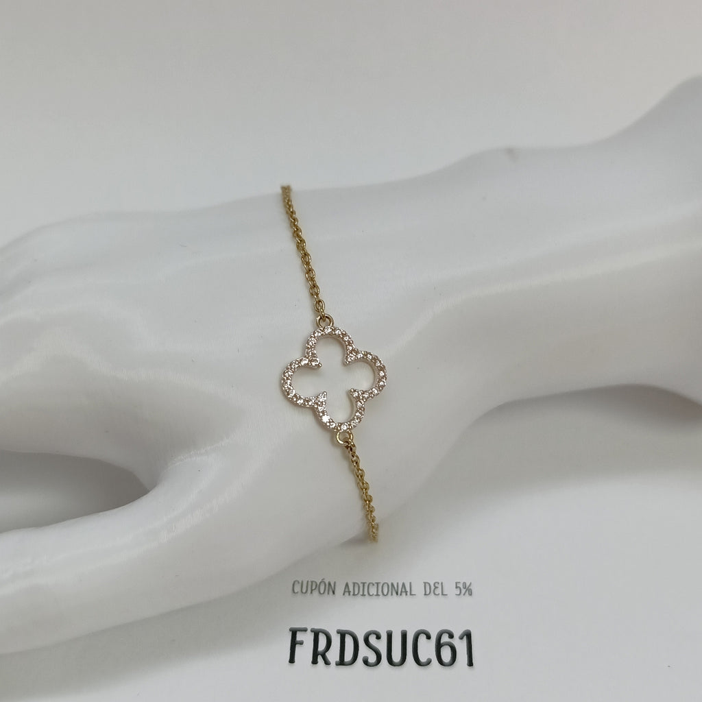 PULSERA TEJIDO ESPECIAL C CIRCONIAS 14K 18 CM 1.8 GR (NUEVO)