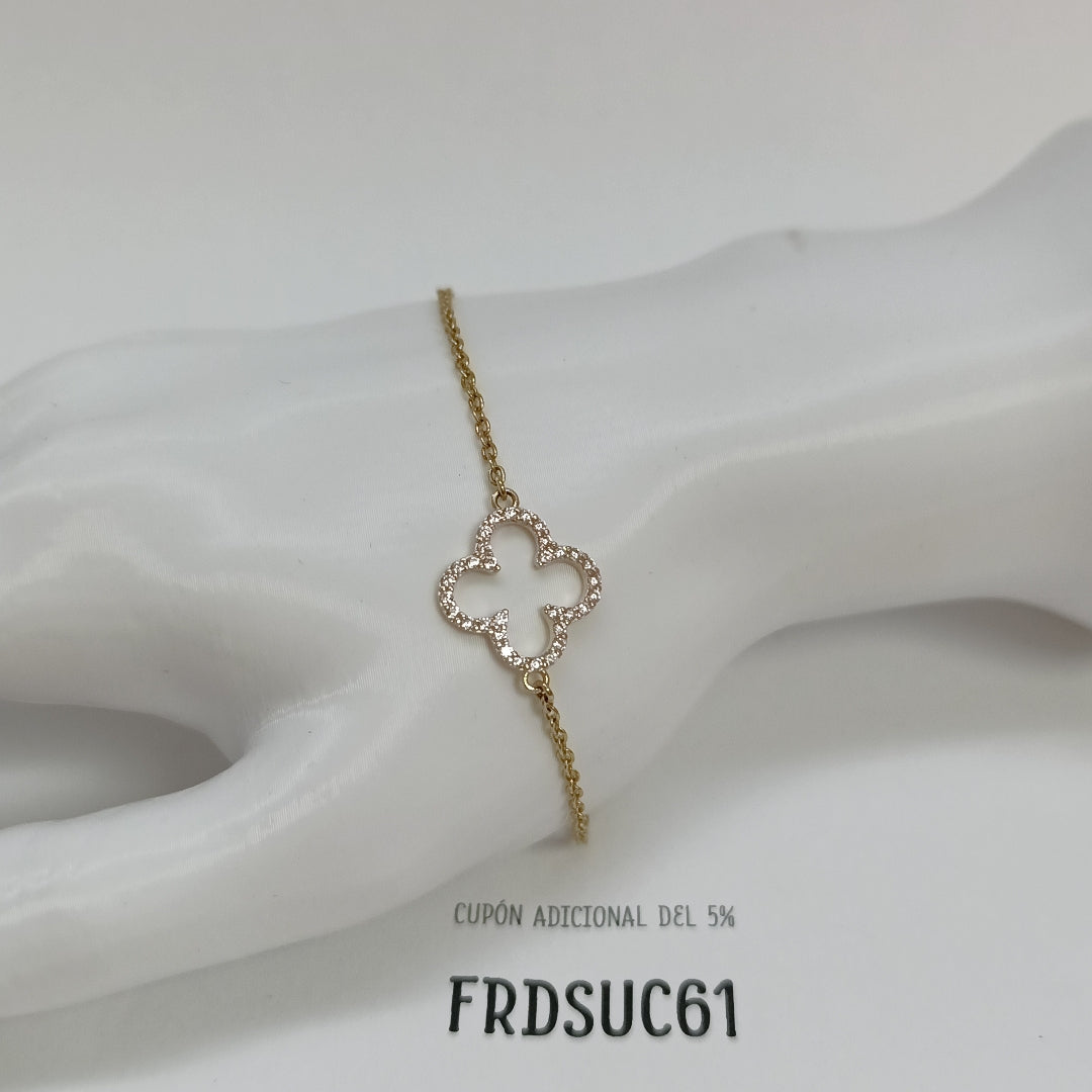 PULSERA TEJIDO ESPECIAL C CIRCONIAS 14K 18 CM 1.8 GR (NUEVO)