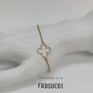 PULSERA TEJIDO ESPECIAL C CIRCONIAS 14K 18 CM 1.8 GR (NUEVO)