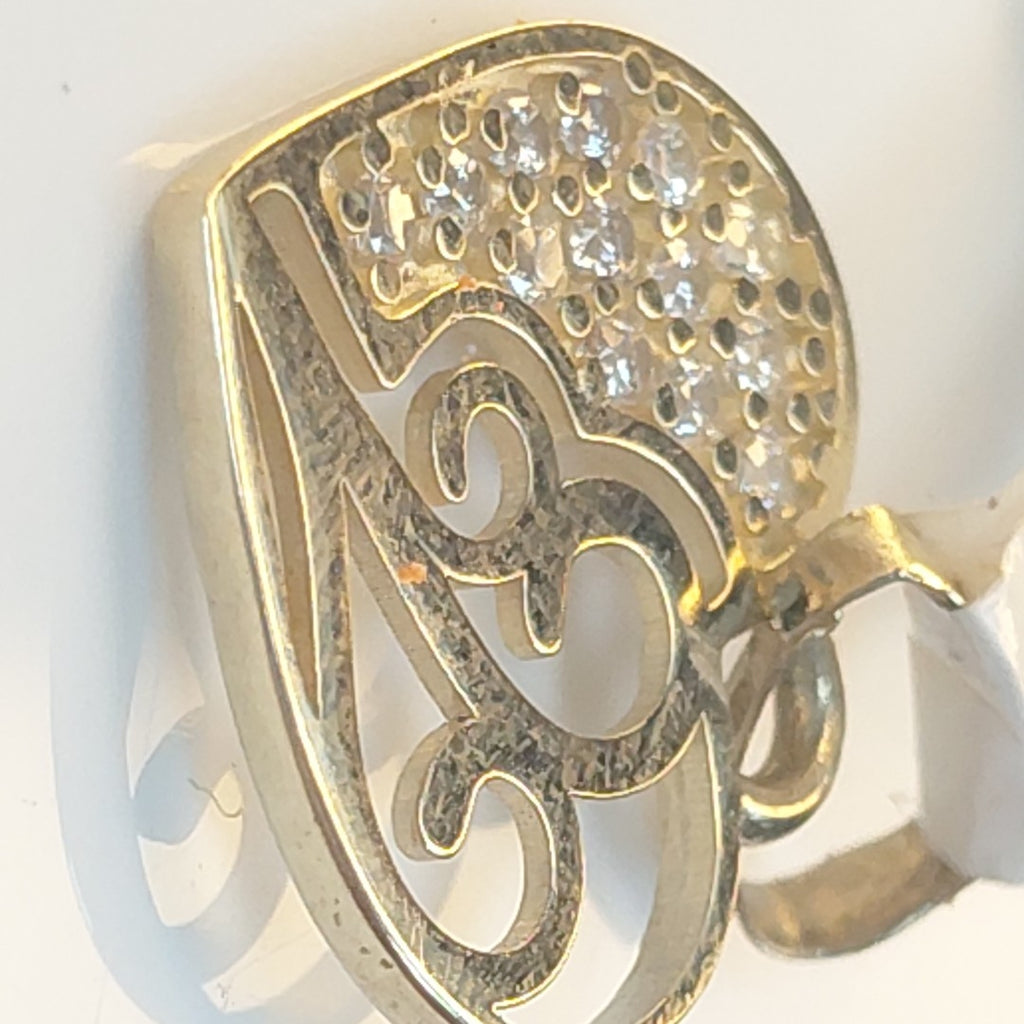 DIJE TEJIDO CORAZON CON CIRCONIAS Y ARBOL DE LA VIDA 14K 0.9 GR (NUEVO)