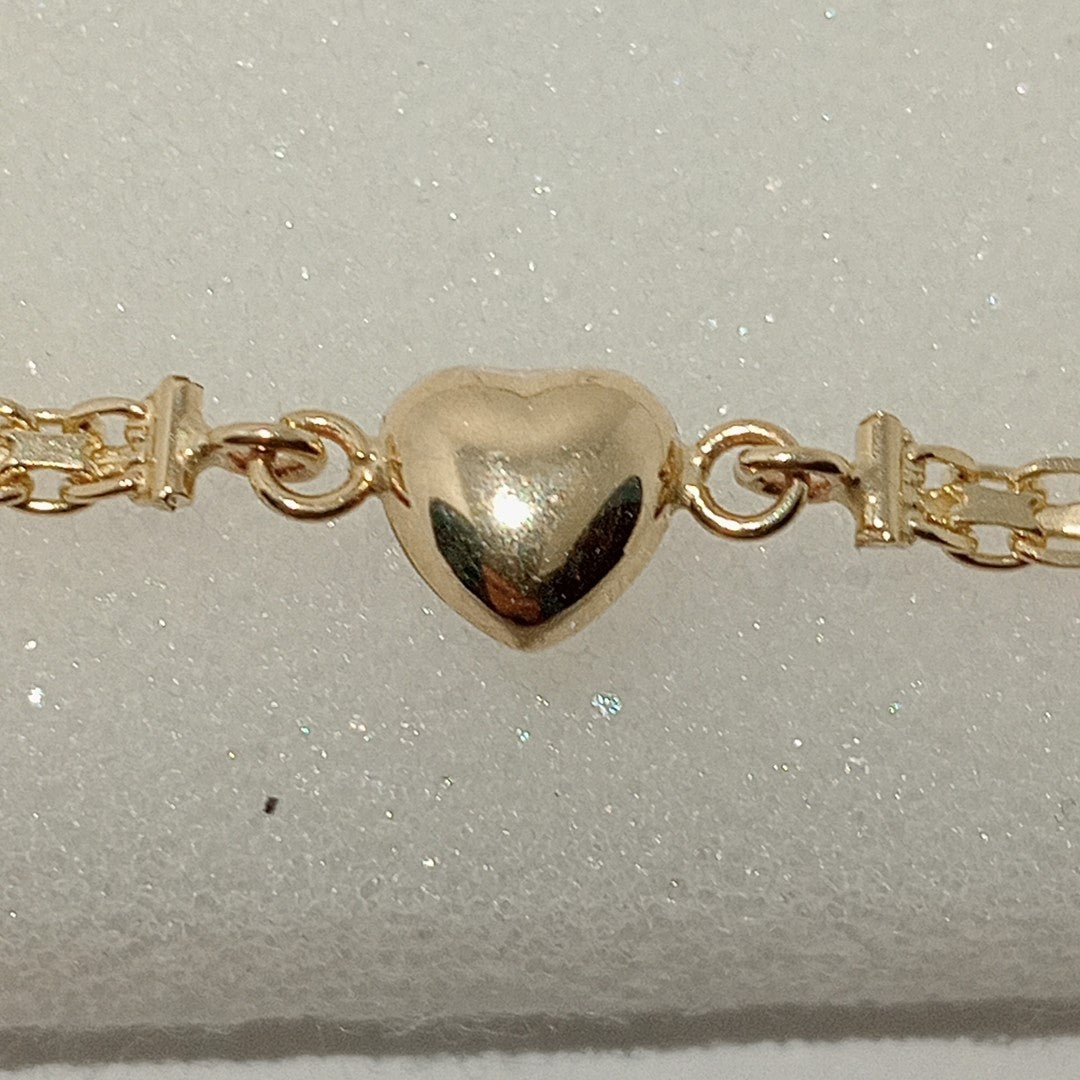 PULSERA ESPECIAL C CORAZON 14K 18 CM 2.6 GR (NUEVO)