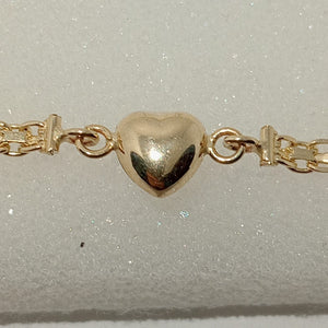 PULSERA ESPECIAL C CORAZON 14K 18 CM 2.6 GR (NUEVO)