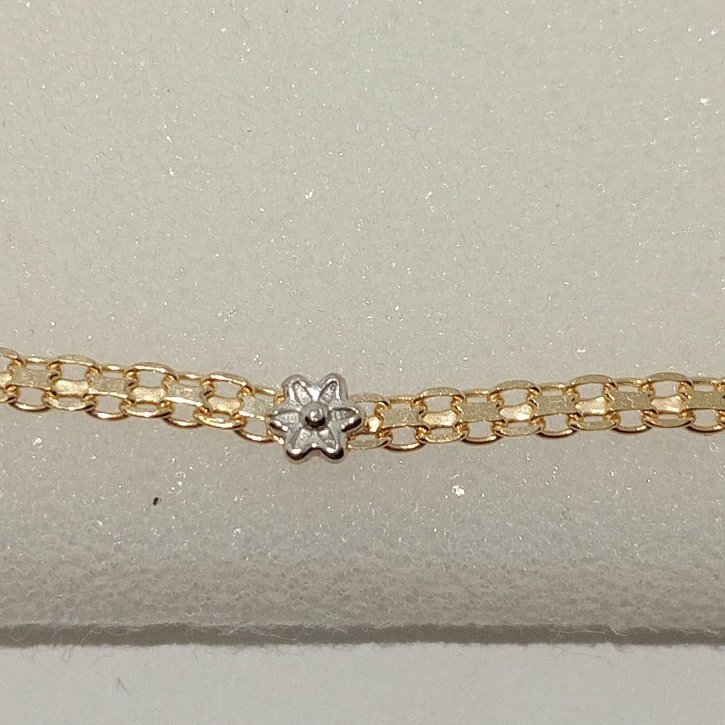 PULSERA ESPECIAL C FLORES 14K 18 CM 3 GR (NUEVO)