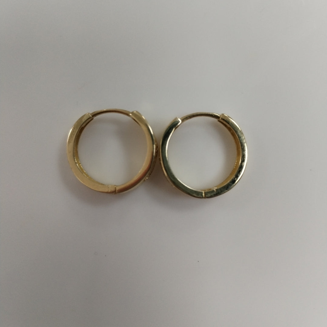 ARETES TEJIDO HUGGIES CON CIRCONIAS 14K 2.9 GR (NUEVO)