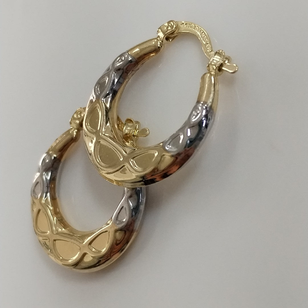 ARETES ARRACADAS COMBINADAS CON INFINITO 14K 2.3 GR (NUEVO)