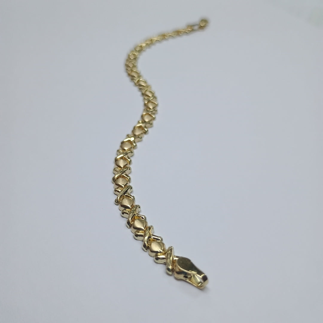 PULSERA ESPECIAL XOXO 14K 18 CM 6.1 GR (NUEVO)