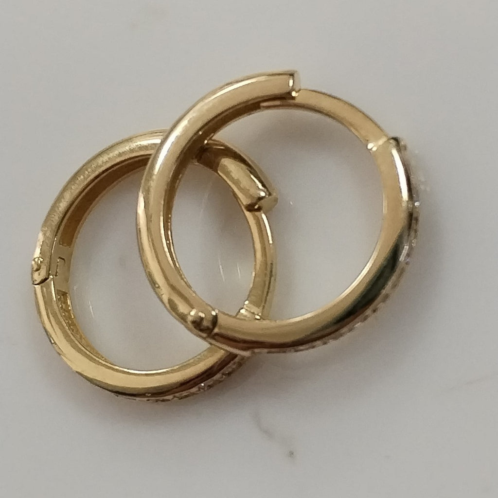 ARETES HUGGIES C CIRCONIA 14K 1.7 GR (NUEVO)